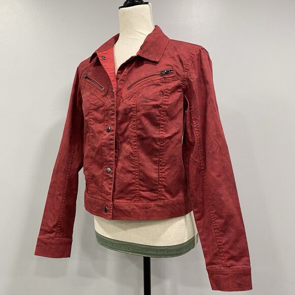 ROCK & REPUBLIC S Jacket Red Ombre Snap Front Western Moto Y2K Rock Festival - Picture 4 of 16